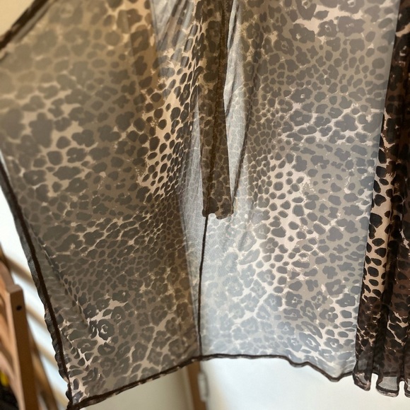 Daytrip Leopard Print Mesh 
long Line Open Front Cardigan Brown and Black - Picture 8 of 10